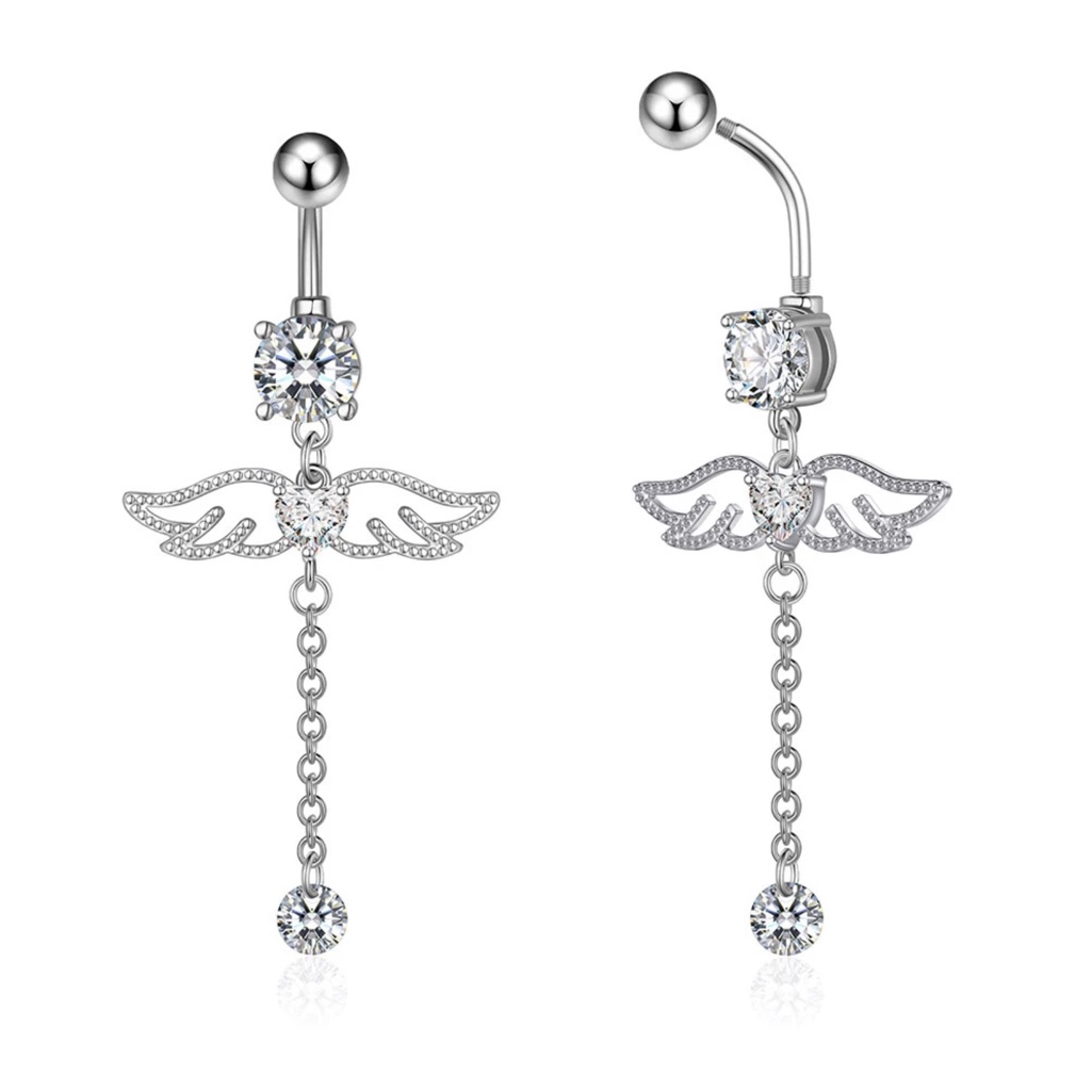 14k Gold Plated Diamond Belly Button Ring